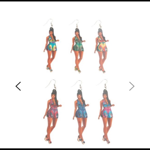 African American Black Woman Wooden Earrings - Picture 2 of 2